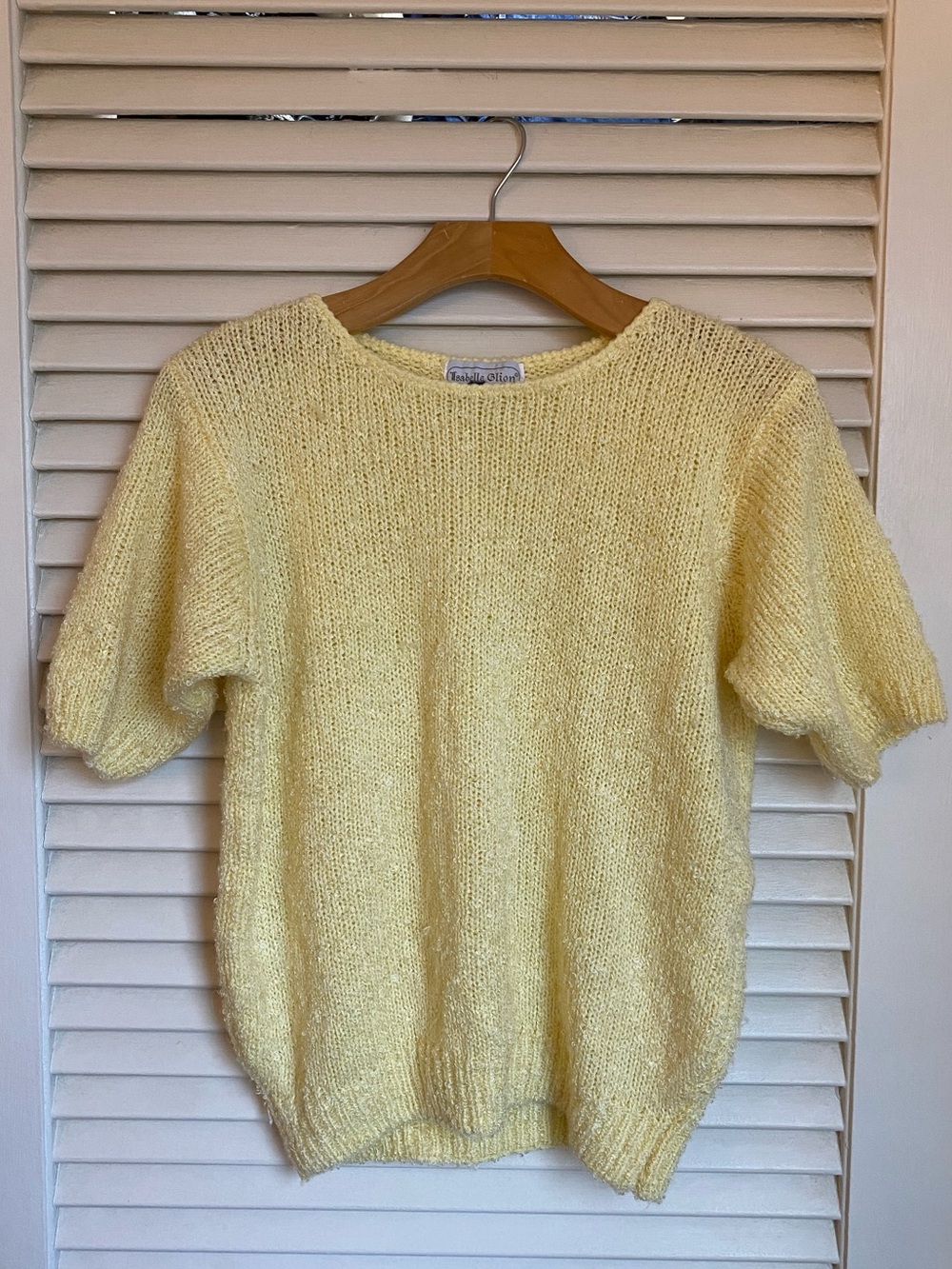 Vintage Isabelle Glion Butter Yellow Knit Short-Sleeve Sweater